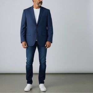 Tazio Men’s Slim Fit Blue Blazer 40S Single Breasted Silk Lined Sport Coat
